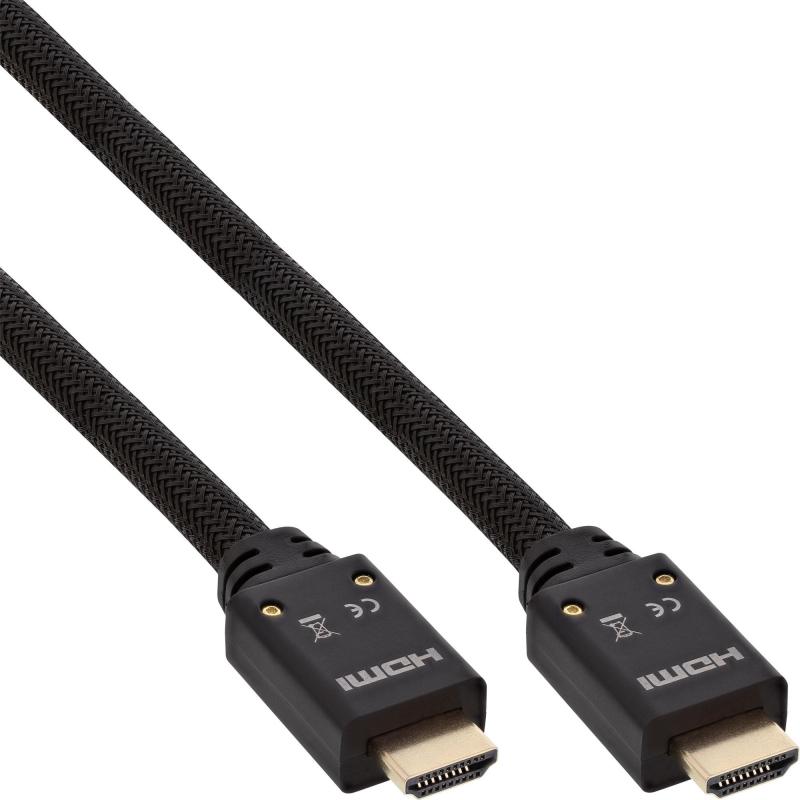 InLine® HDMI 2.0b Aktiv High Speed Kabel, Ethernet, 4K2K, Stecker Stecker, Nylon-Geflecht Mantel