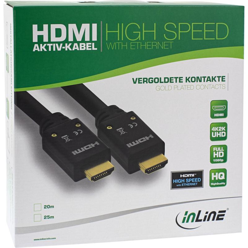 InLine® HDMI 2.0b Aktiv High Speed Kabel, Ethernet, 4K2K, Stecker Stecker, Mantel glatt