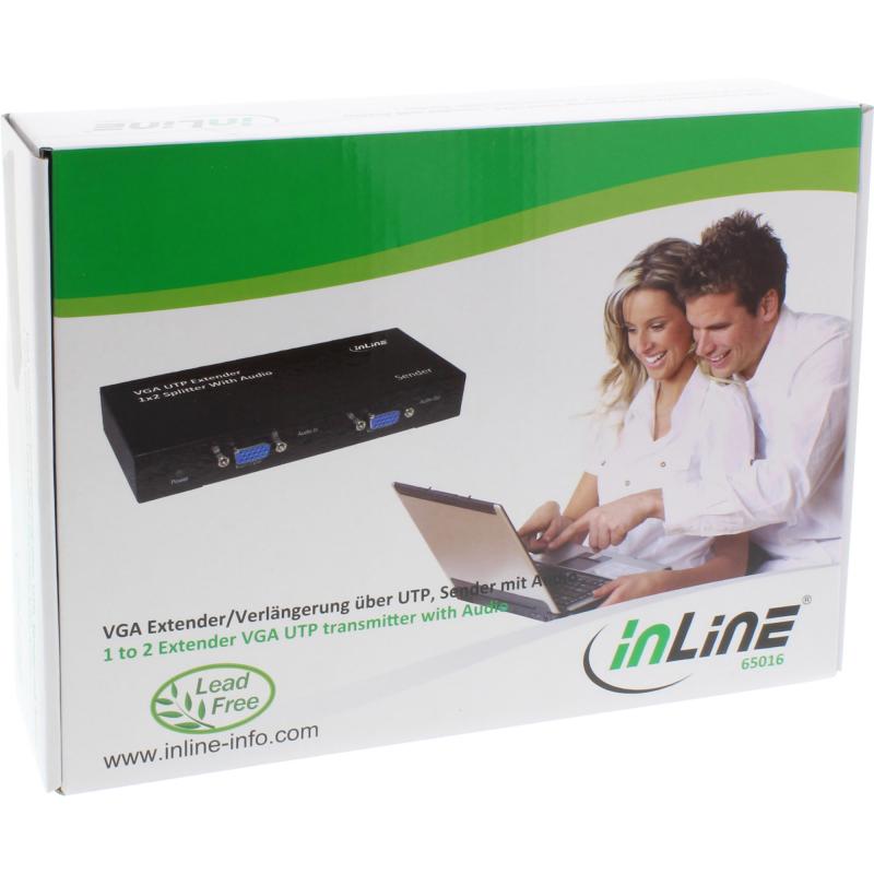 InLine® 1 zu 2 VGA Extender Splitter über UTP,mit Audio Sendeeinheit bis 300m