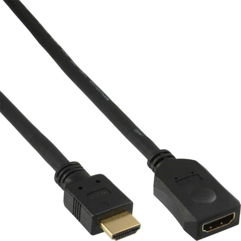 InLine® HDMI 1.3 High Speed Kabel Verlängerung, Stecker Buchse, schwarz, Kontakte vergoldet