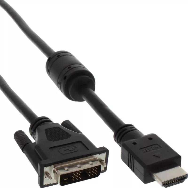 InLine® HDMI DVI Kabel Stecker Stecker Ferritkern schwarz
