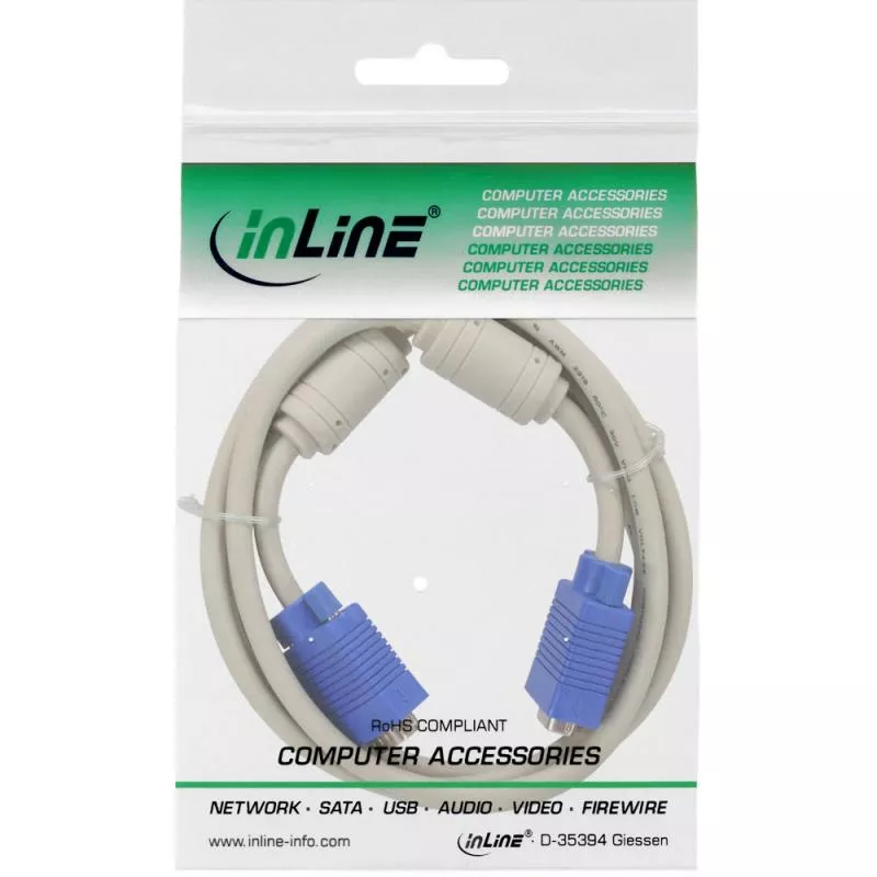 InLine® S-VGA Kabel 15pol HD Stecker / Stecker beige