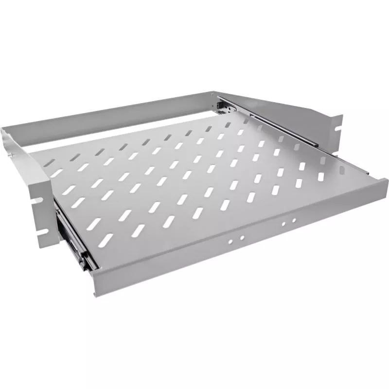 19" Fachboden ausziehbar 2HE – 350 mm tief – 30 kg – lichtgrau