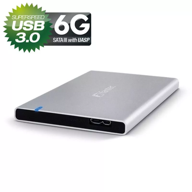 FANTEC ALU7MMU 2,5" Aluminium Gehäuse USB 3.0 für SATA & SSD Festplatten silber