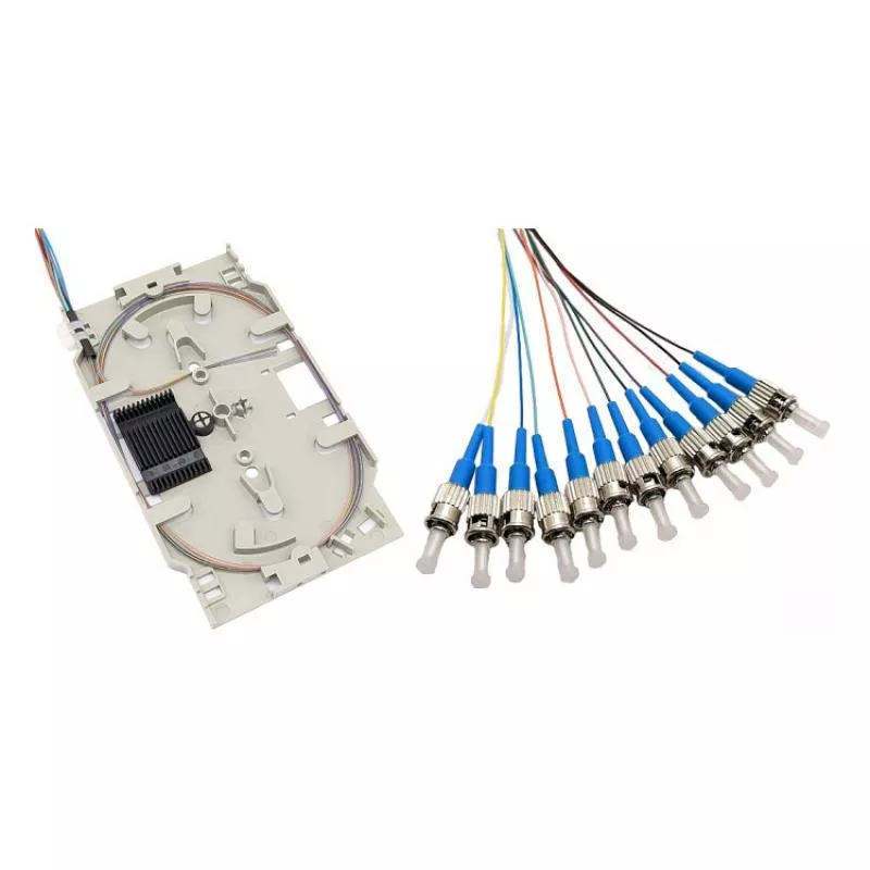 LWL Spleißkassette – 12× ST/UPC Pigtails – Singlemode OS2 – farbig – 2,0 m