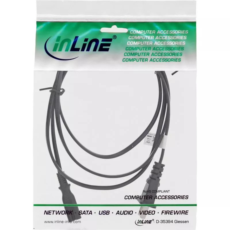 InLine® Netzkabel Netzstecker China auf Euro 8 C7 Stecker schwarz 1,8m