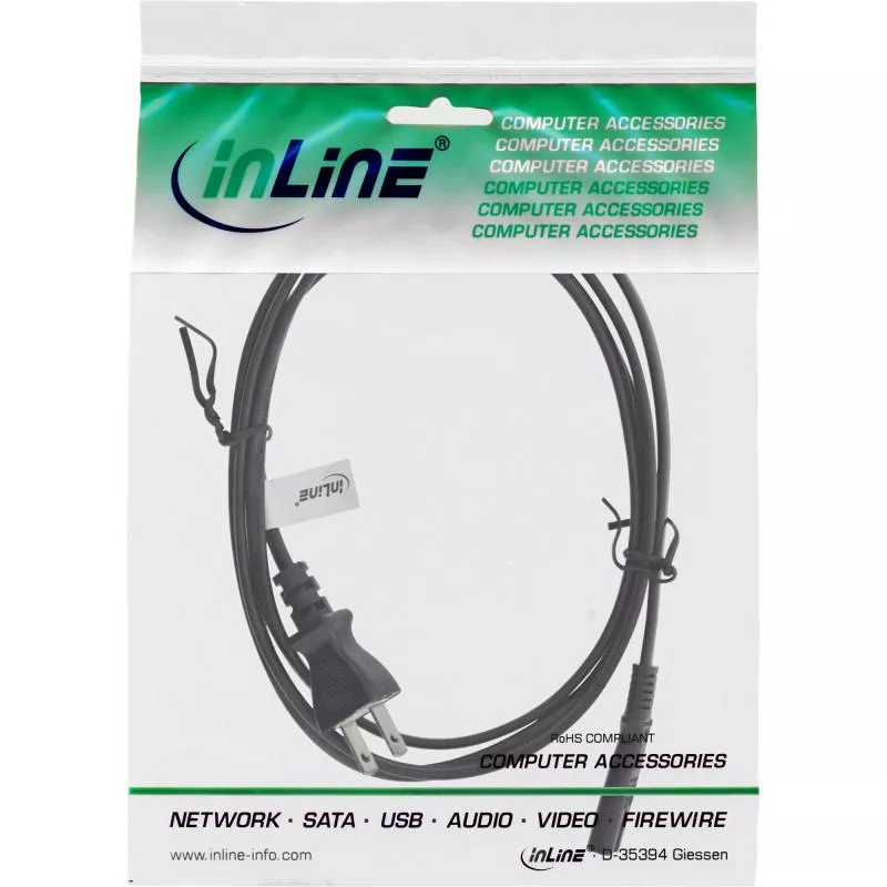 InLine® Netzkabel Netzstecker Japan auf Euro 8 C7 Stecker schwarz 1,8m