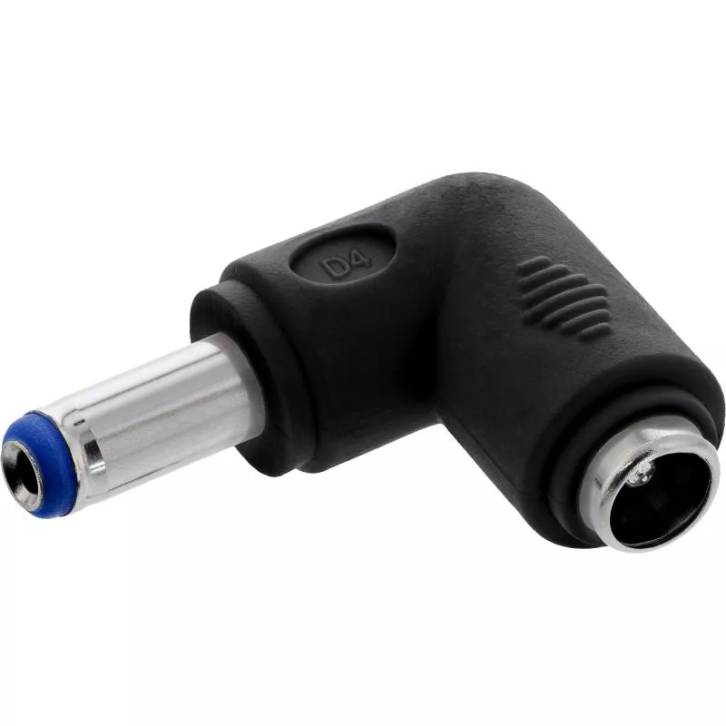 DC-Winkeladapter 5,5x2,1 mm – Stecker/Buchse