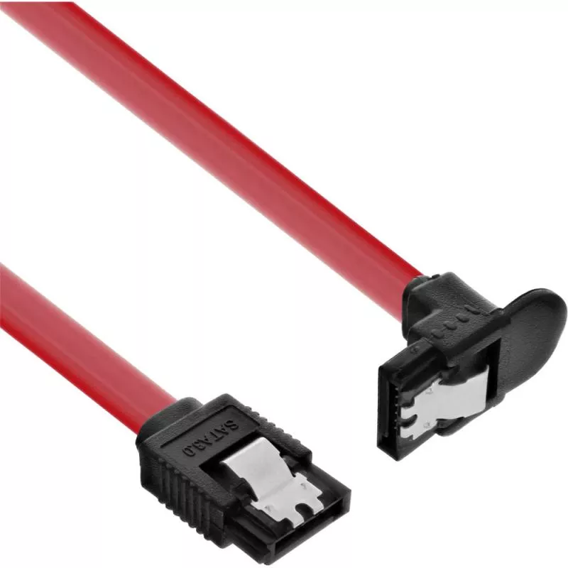 InLine® SATA 6Gb/s Kabel mit Lasche gewinkelt