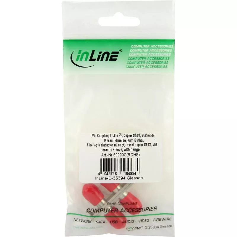 InLine® LWL Kupplung Duplex ST/ST Multimode Keramikhülse zum Einbau