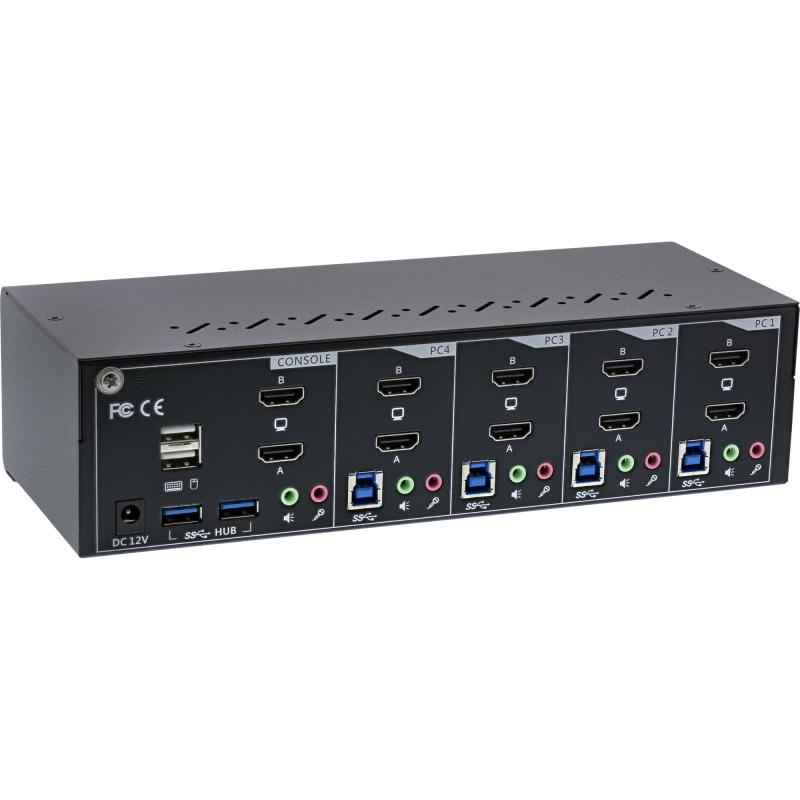 InLine® KVM Desktop Switch 4fach Dual Monitor HDMI 4K USB 3.0 Audio