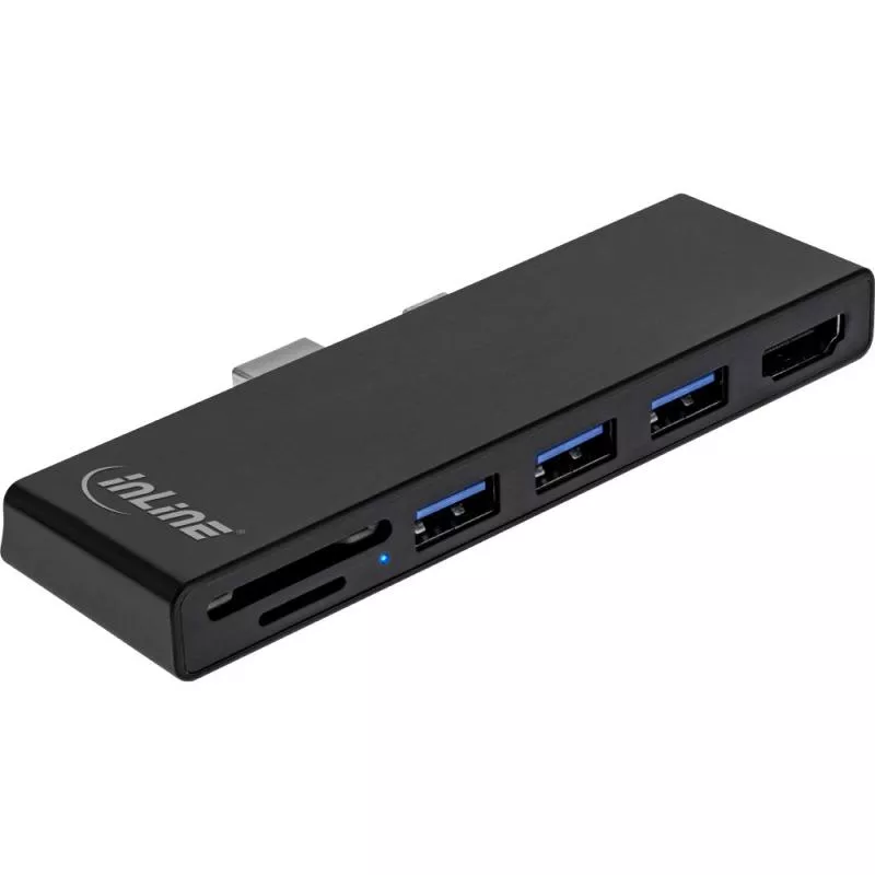 InLine® MultiHub Surface Pro 4/5/6 3-Port USB 3.2 Typ-A Buchse HDMI 4K Cardreader schwarz