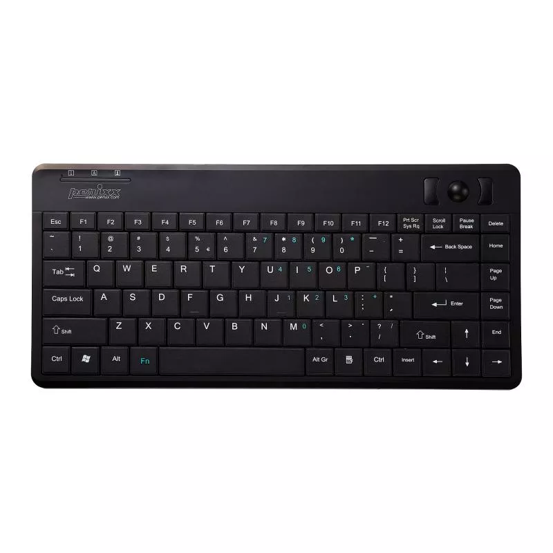 Perixx PERIBOARD-505H PLUS US LAYOUT Mini Tastatur Trackball Hub schwarz