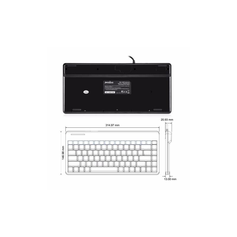 Perixx PERIBOARD-409 U Mini USB Tastatur schwarz