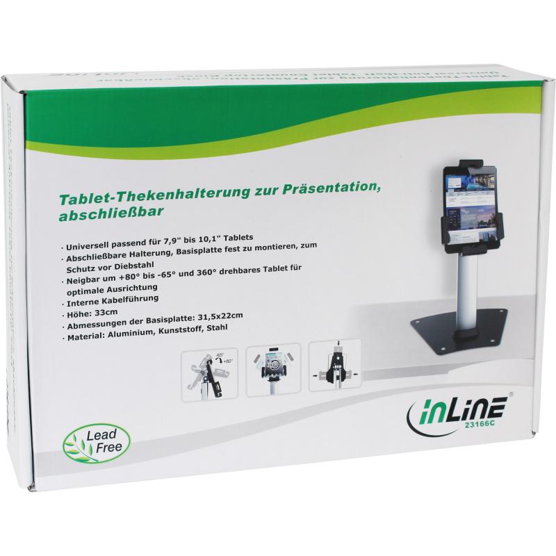 InLine® Tablet Thekenhalterung zur Präsentation abschließbar universell für 7,9"-10,1"