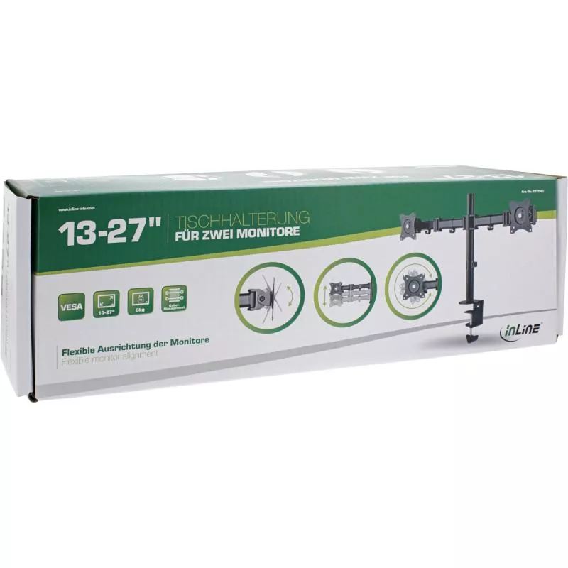 InLine® Tischhalterung für 2x TFT/LCD/LED bis 68cm (27") max. 2x8kg