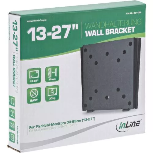 InLine® Wandhalterung für Flachbildschirme 33-69cm (13-27") max. 30kg