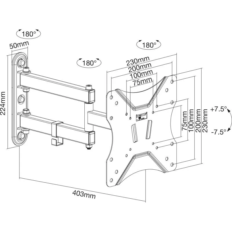 InLine® Basic Wandhalterung für Flach-TV 58-107cm (23-42") bis 40cm Wandabstand