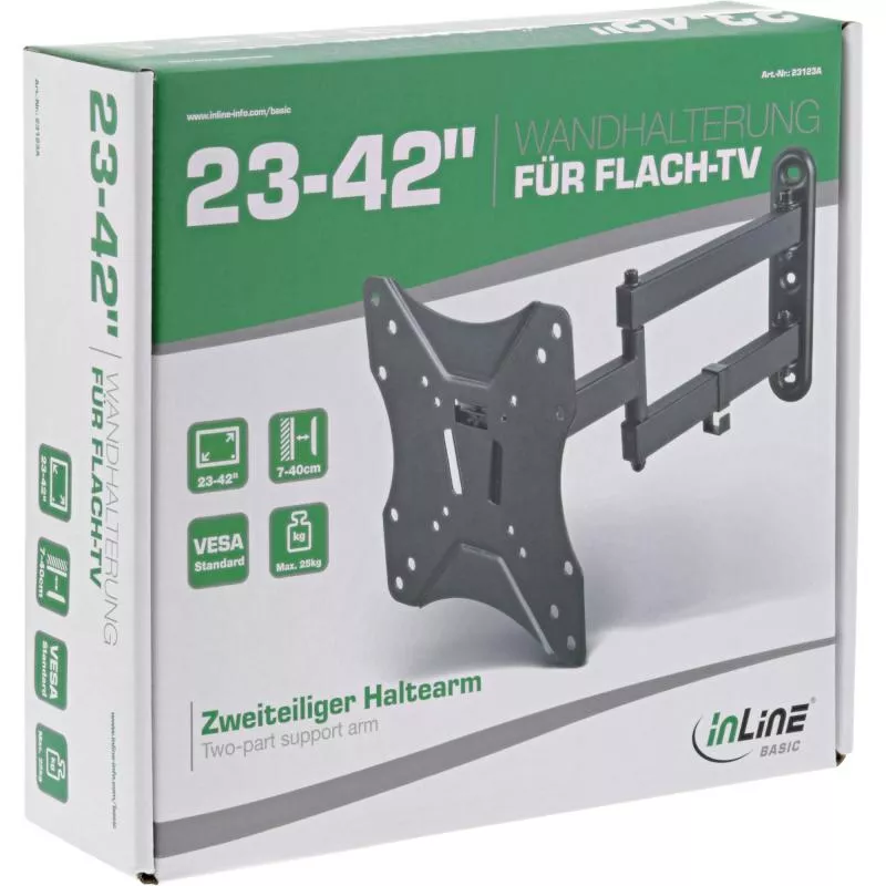 InLine® Basic Wandhalterung für Flach-TV 58-107cm (23-42") bis 40cm Wandabstand