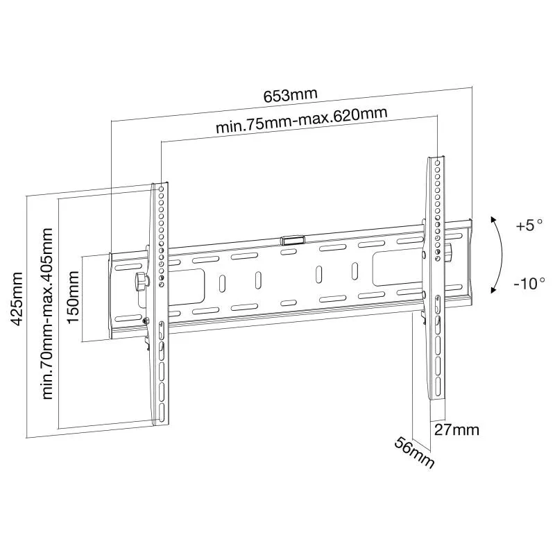 InLine® Basic Wandhalterung für Flach-TV 94-178cm (37-70") max. 50kg