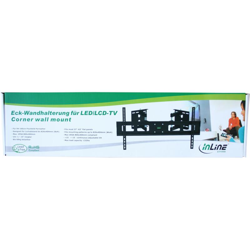 InLine® Eck Wandhalterung für LED/LCD/Plasma 94-160cm (37-63") max. 60kg