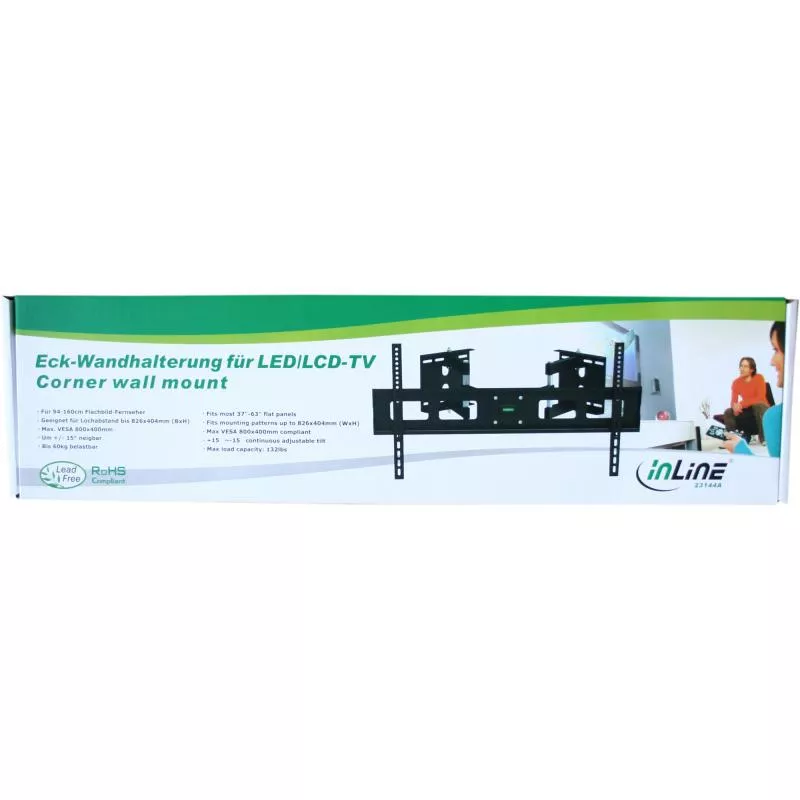 InLine® Eck Wandhalterung für LED/LCD/Plasma 94-160cm (37-63") max. 60kg