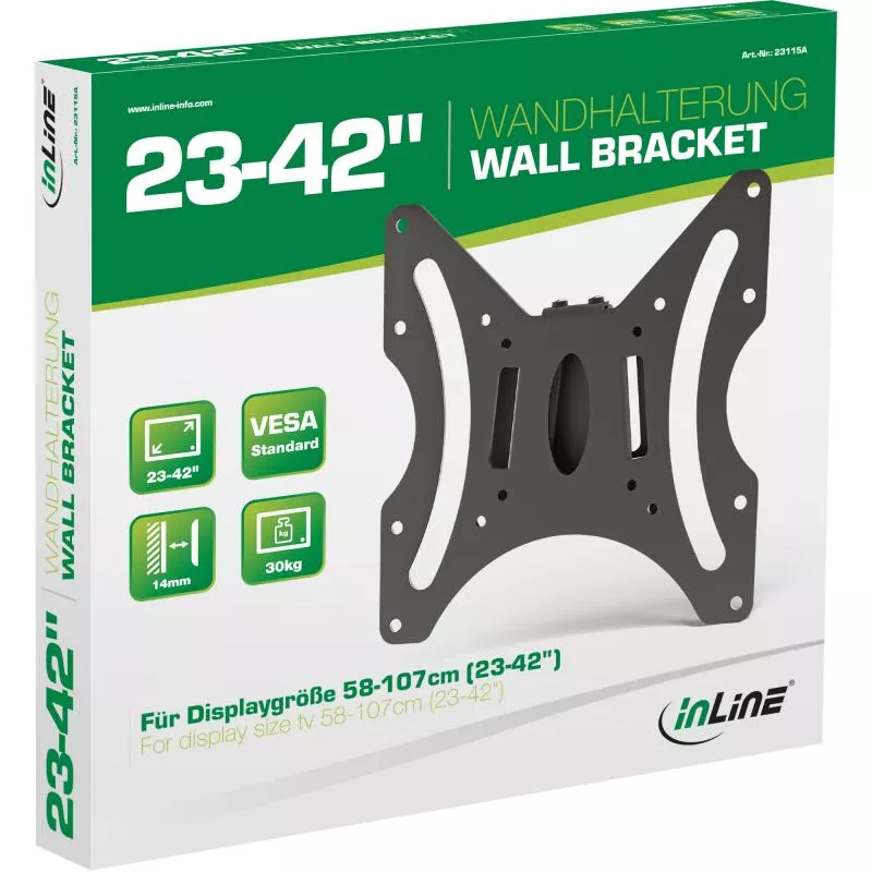 InLine® Wandhalterung für Flachbildschirme 58-107cm (23-42") max. 30kg