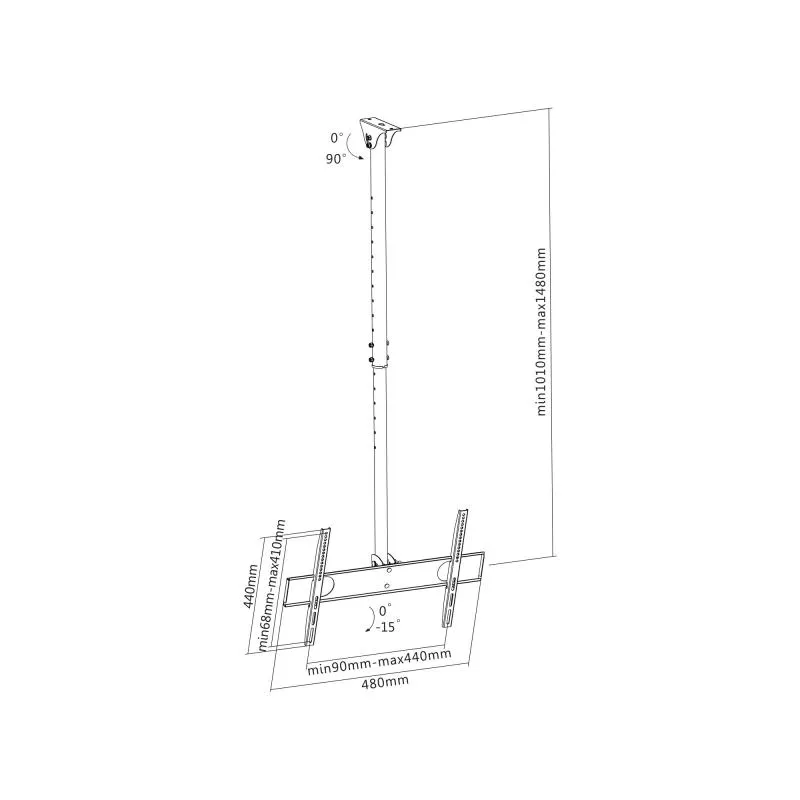 InLine® Deckenhalterung für LED/LCD/Plasma 81-140cm (32-55") bis 50kg