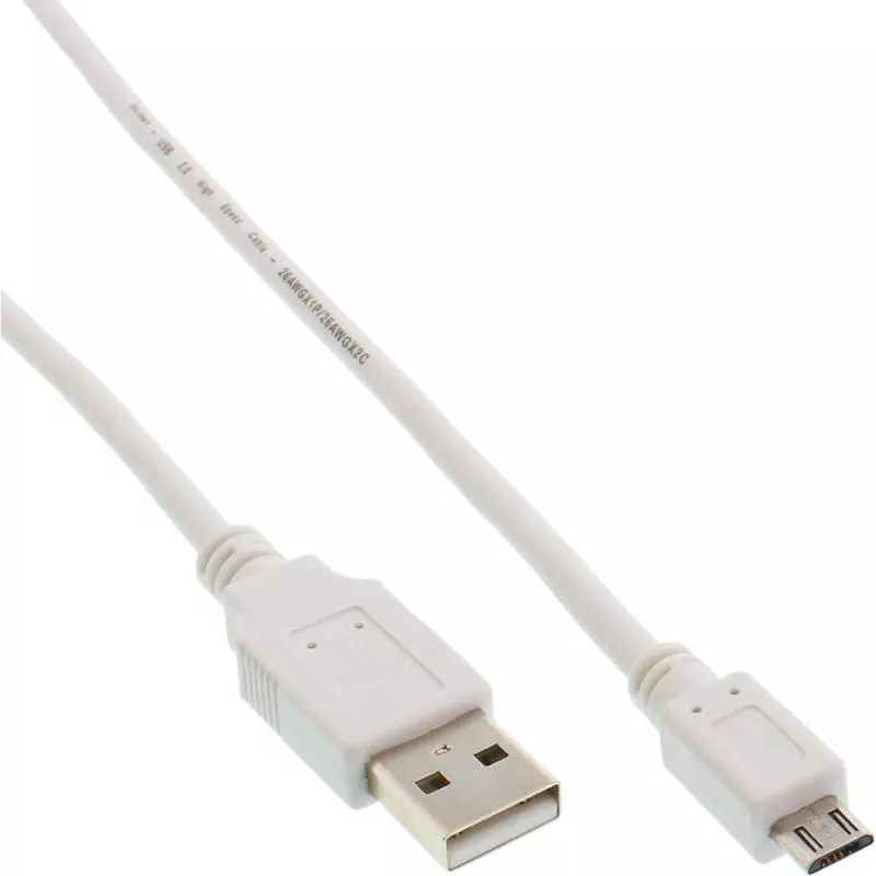 InLine® USB 2.0 Kabel A an Micro B weiß
