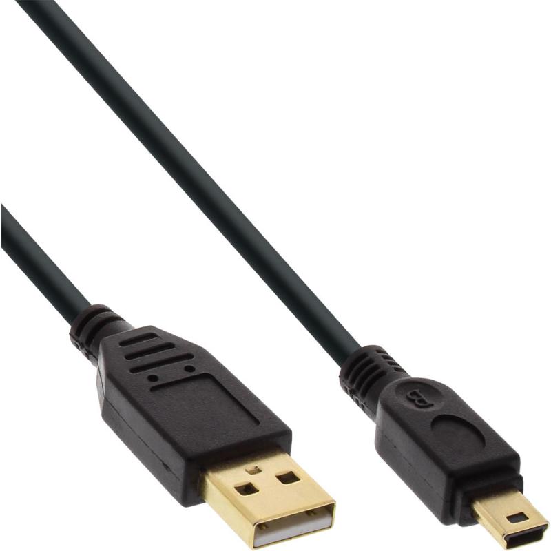 USB 2.0 Kabel – USB-A an Mini-B (5-polig), vergoldete Kontakte, schwarz