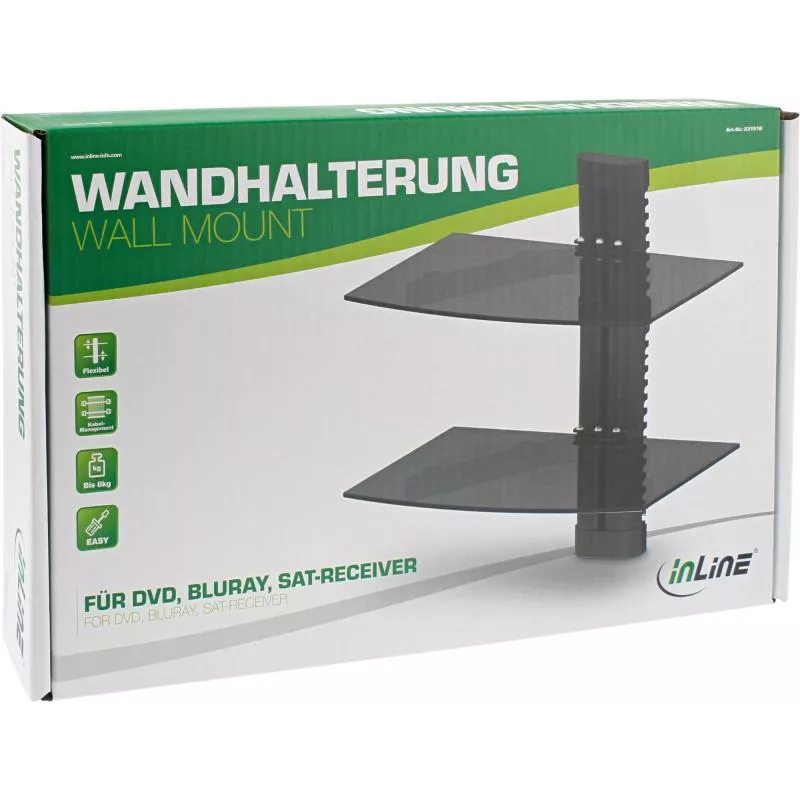 InLine® Wandhalterung für DVD Bluray Sat Receiver bis 8kg schwarz