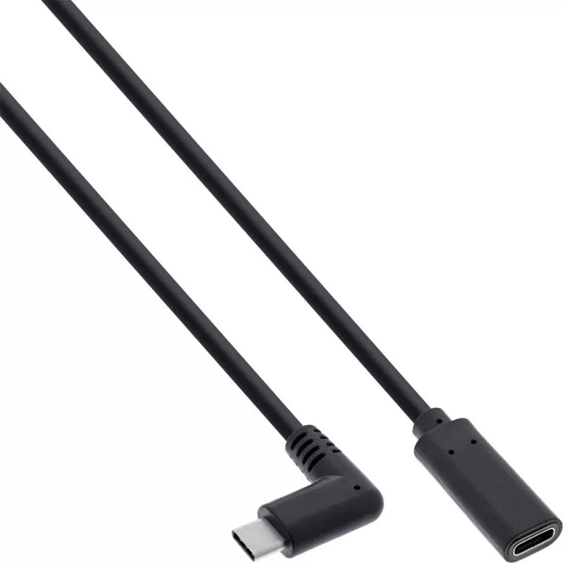 InLine® USB 3.2 Kabel USB Typ-C Stecker gewinkelt auf Buchse schwarz