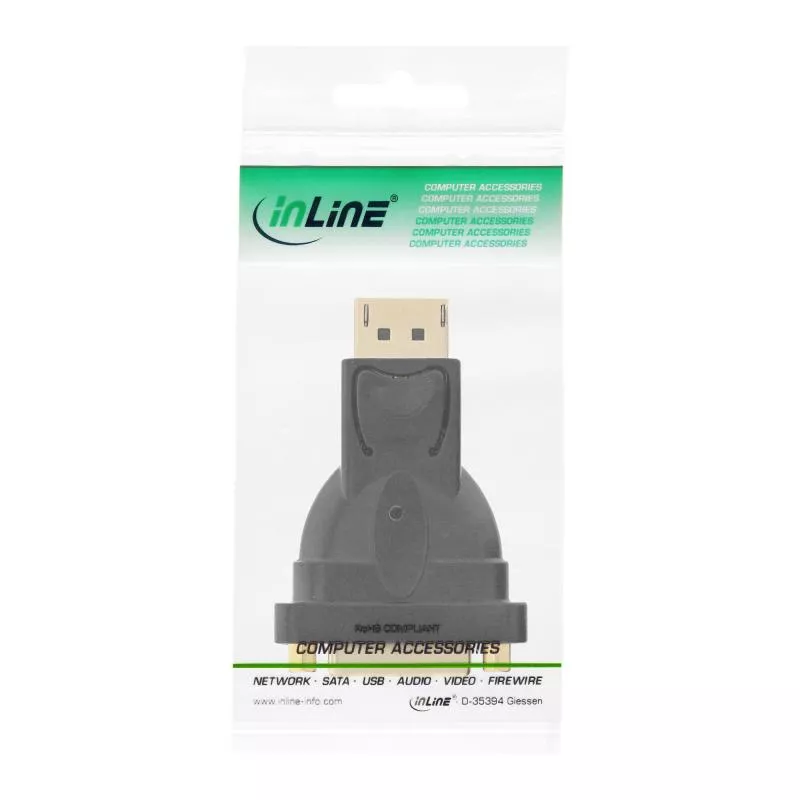 InLine® DisplayPort Adapter DisplayPort Stecker auf DVI-D 24+1 Buchse schwarz