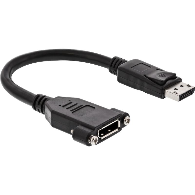 DisplayPort Einbauadapterkabel 4K60 – DP Stecker auf Einbaubuchse, 0,2 m