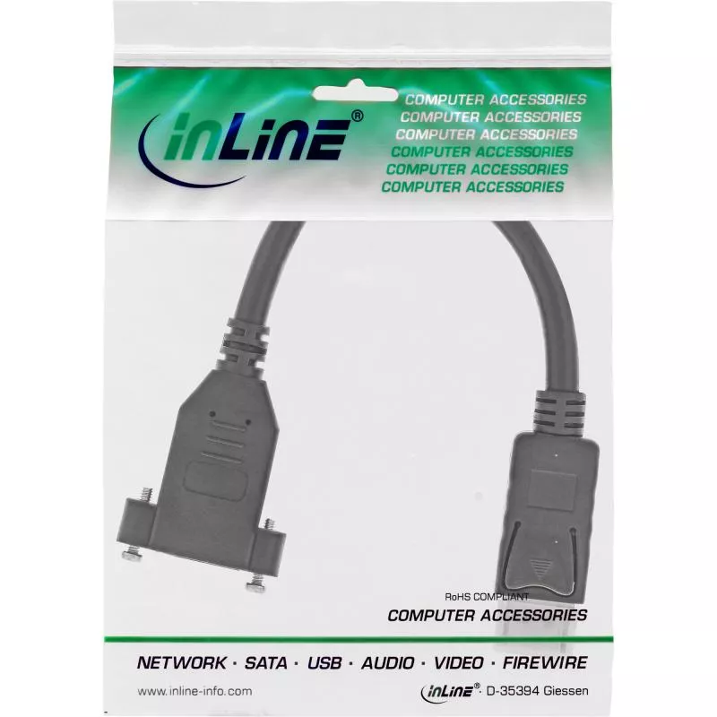InLine® DisplayPort Adapterkabel DisplayPort Stecker auf Buchse zum Einbau 0,2m