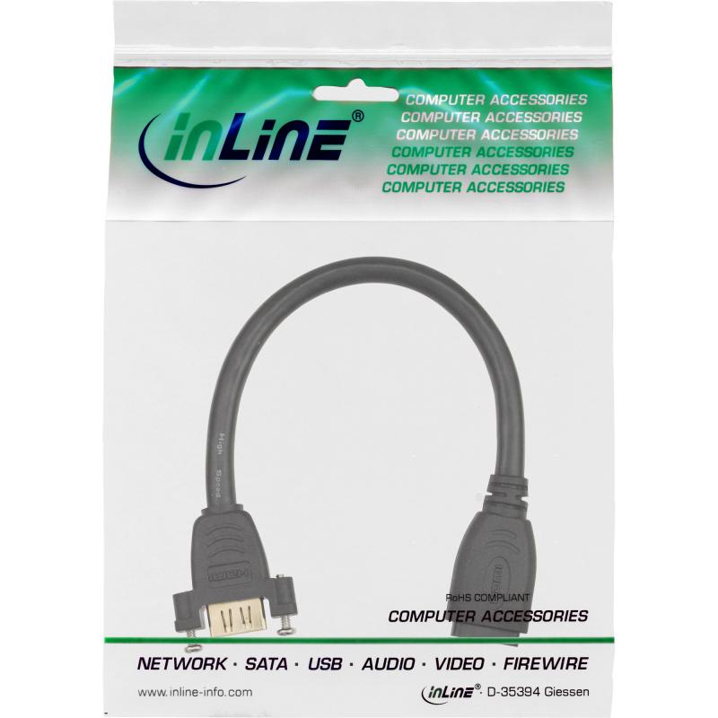 HDMI Einbauadapterkabel 4K – HDMI A Buchse auf Einbaubuchse, 0,2 m