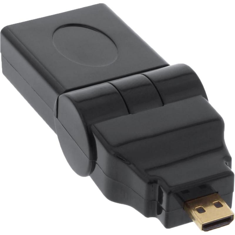 Micro HDMI auf HDMI Adapter 4K – Micro HDMI D Stecker auf HDMI A Buchse, 180° schwenkbar