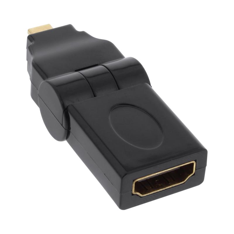 Micro HDMI auf HDMI Adapter 4K – Micro HDMI D Stecker auf HDMI A Buchse, 180° schwenkbar