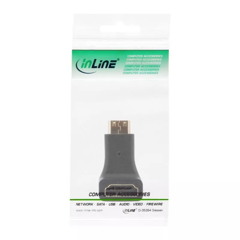 InLine® HDMI Adapter HDMI A Buchse auf Mini HDMI C Stecker gewinkelt 4K2K kompatibel vergoldete Kontakte InLine® HDMI Adapter HDMI A Buchse auf Mini HDMI C Stecker gewinkelt 4K2K kompatibel vergoldete Kontakte
