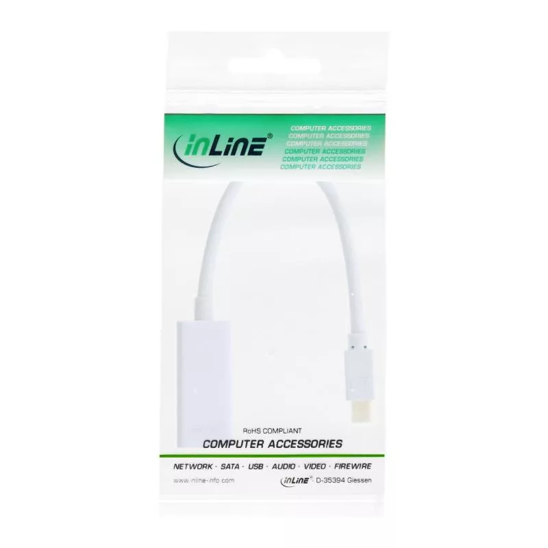 InLine® Mini DisplayPort HDMI Adapterkabel mit Audio Mini DisplayPort Stecker auf HDMI Buchse 4K/60Hz weiß 0,15m InLine® Mini DisplayPort HDMI Adapterkabel mit Audio Mini DisplayPort Stecker auf HDMI Buchse 4K/60Hz weiß 0,15m