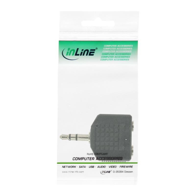 InLine® Audio Adapter 3,5mm Klinke Stecker an 2x 3,5mm Klinke Buchse Stereo