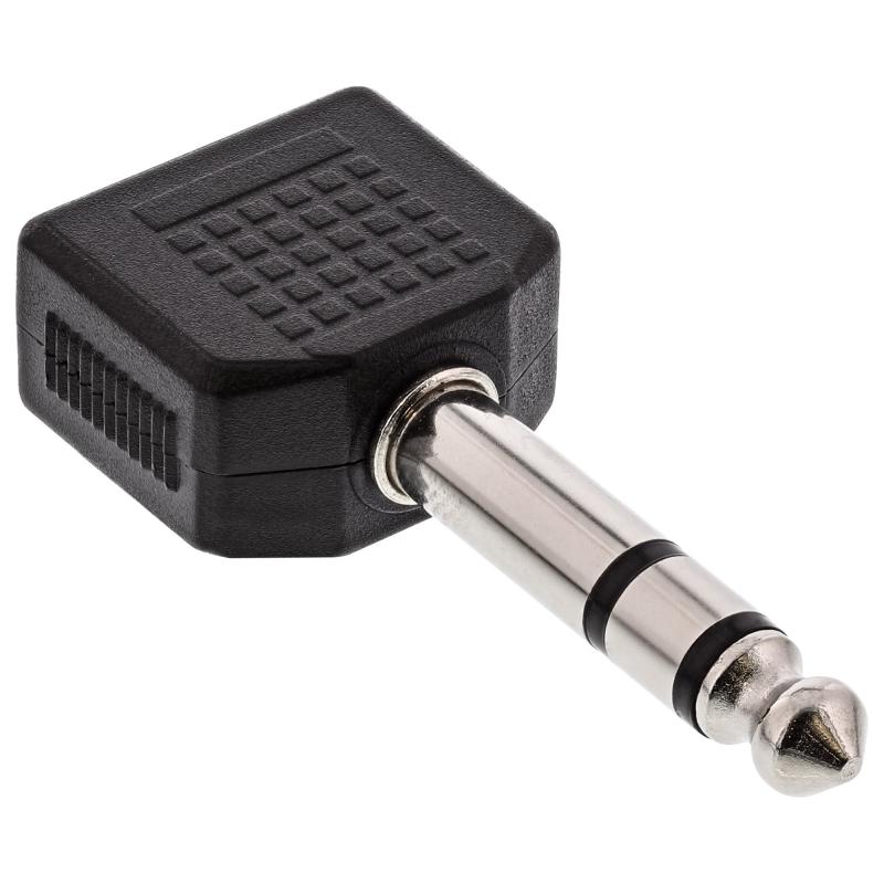 InLine® Audio Adapter 6,3mm Klinke Stecker Stereo an 2x 3,5mm Klinke Buchse Stereo