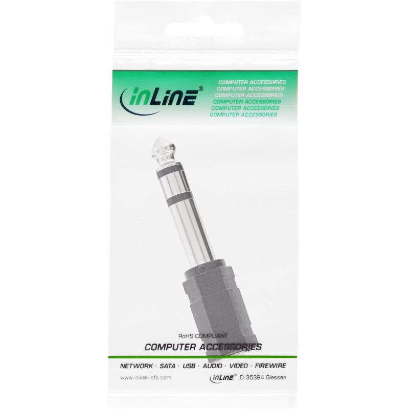 InLine® Audio Adapter 6,3mm Klinke Stecker an 3,5mm Klinke Buchse Stereo