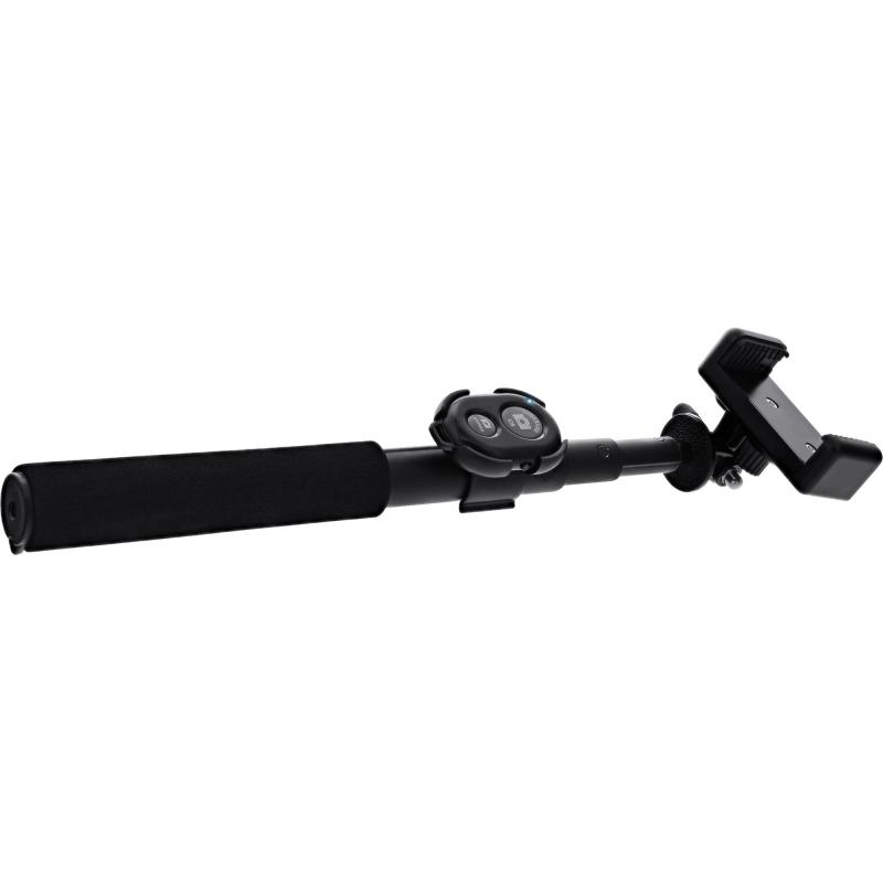 InLine® Selfie Stick mit Bluetooth Funkauslöser Teleskop schwarz Aluminium mit Mini Stativ 0,75m