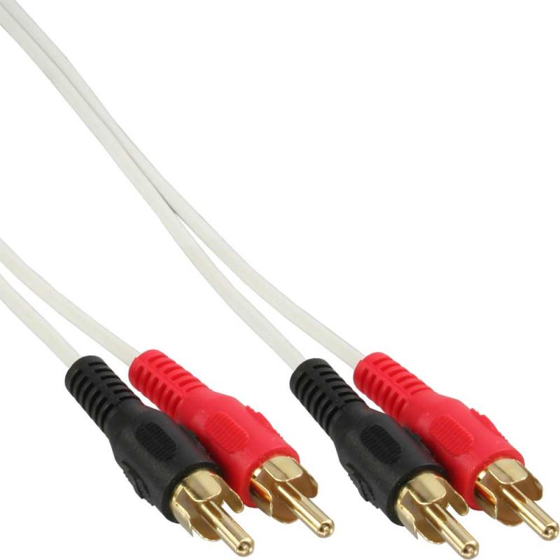 Cinch Audiokabel – 2x Cinch Stecker auf 2x Cinch Stecker, weiß/gold