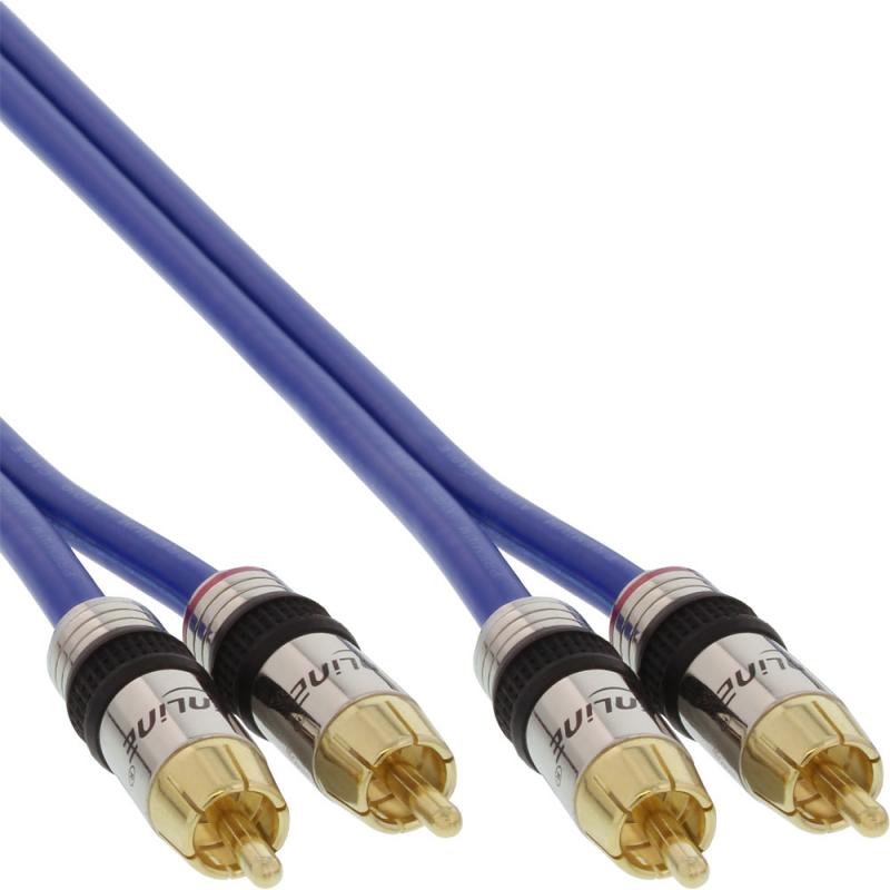 Cinch Kabel AUDIO PREMIUM – 2x Cinch Stecker, vergoldet, blau