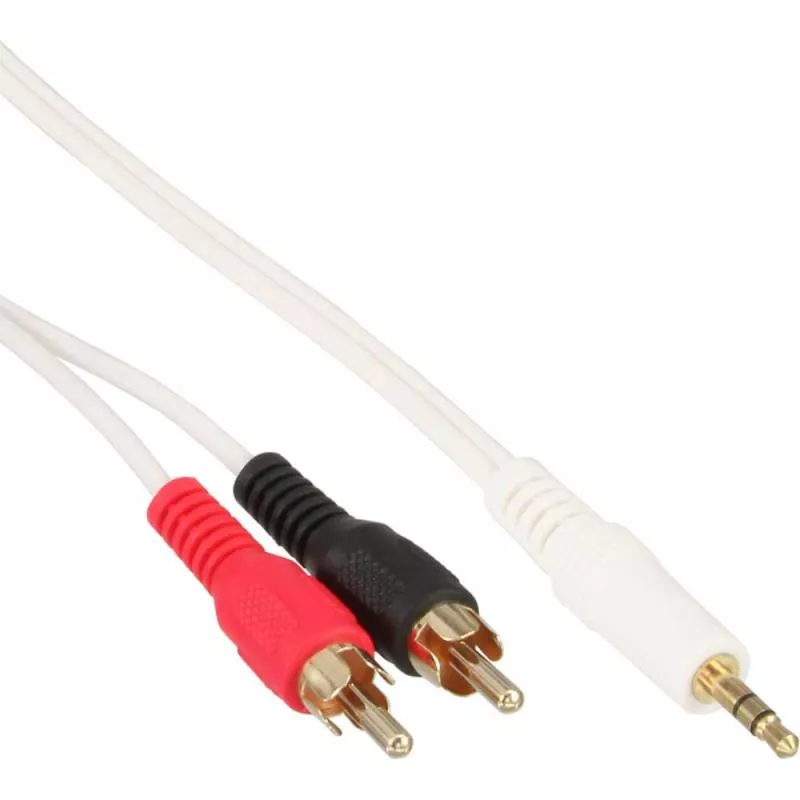 Cinch-Klinke Kabel – 2x Cinch Stecker auf 3,5mm Klinke, Weiß/Gold Cinch-Klinke Kabel – 2x Cinch Stecker auf 3,5mm Klinke, Weiß/Gold
