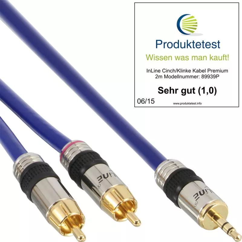 Cinch-Klinke Kabel PREMIUM – 2x Cinch Stecker auf 3,5mm Klinkenstecker