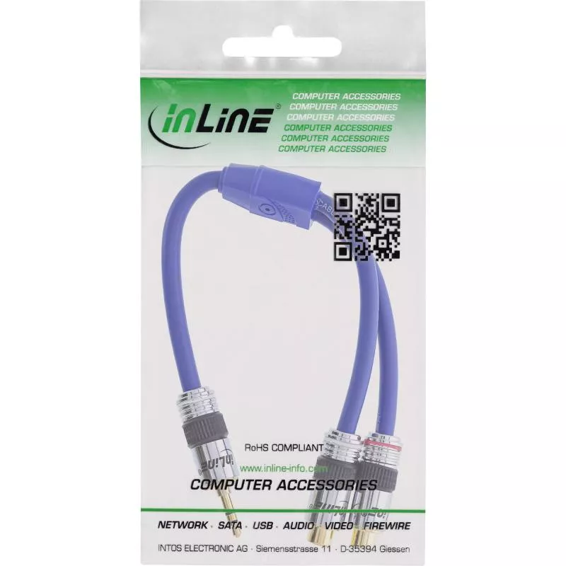 InLine® Cinch Klinke Kabel PREMIUM 2x Cinch Buchse an 3,5mm Klinke Stecker 0,25m InLine® Cinch Klinke Kabel PREMIUM 2x Cinch Buchse an 3,5mm Klinke Stecker 0,25m