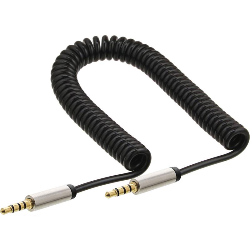 InLine® Slim Audio Spiralkabel Klinke 3,5mm ST ST 4 polig Stereo